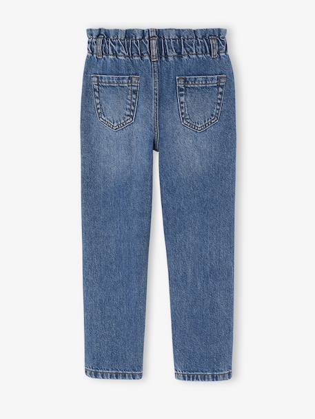 Paperbag jeans voor meisjes donkerblauw+middenblauw - vertbaudet enfant 