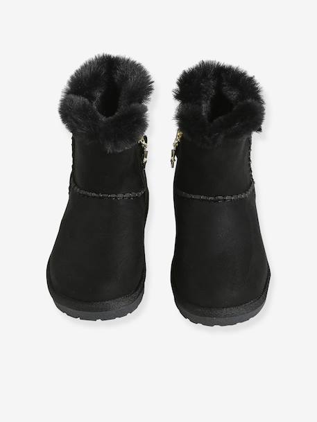 Meisjes sneeuwboots met rits zwart - vertbaudet enfant 