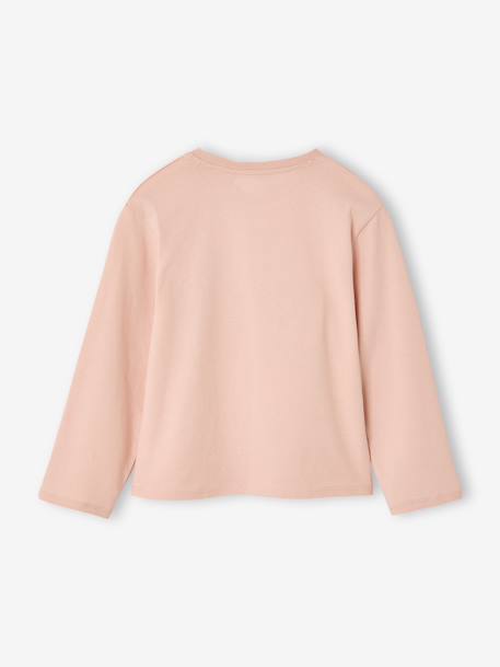 T-shirt manches longues fille écru+rose poudré - vertbaudet enfant 