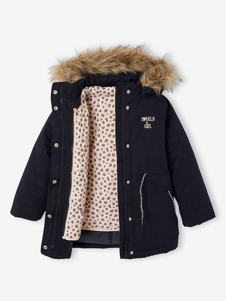 Parka fille 3 en 1 hiver à capuche DARK GREEN+kaki+noir+PURPLE DARK+sauge - vertbaudet enfant 
