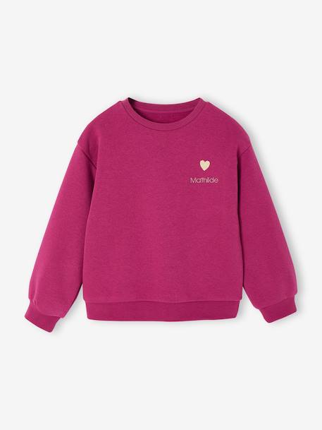 Sweat fille motif imprimé anthracite+corail+encre+pivoine+sauge+vanille+violet+violine - vertbaudet enfant 