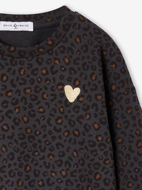 Sweat fille léopard capsule mère/fille beige+gris foncé - vertbaudet enfant 