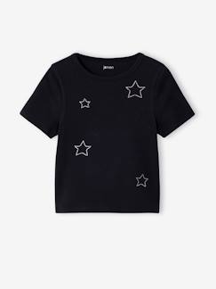 Meisje-Kort cropped T-shirt met sterren