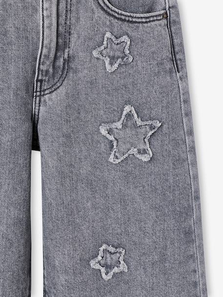 Jean large fille étoiles bleu clair+denim gris - vertbaudet enfant 