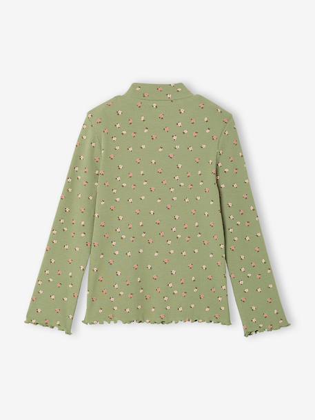 Sous-pull fille manches longues écru+vert - vertbaudet enfant 