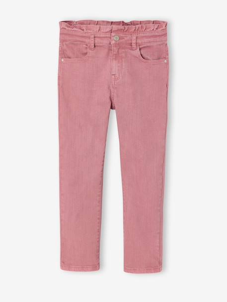 Slim fit broek voor meisjes inktblauw+zachtpaars - vertbaudet enfant 