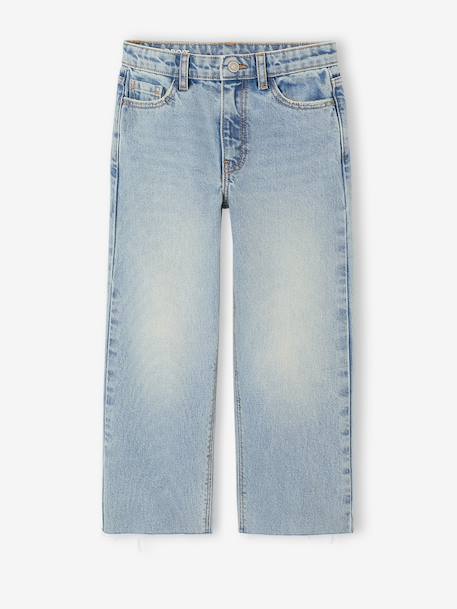 Jean droit fille bleu clair+bleu moyen - vertbaudet enfant 