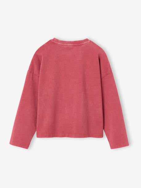 T-shirt met lange mouwen voor meisjes chambrayblauw+oudroze - vertbaudet enfant 