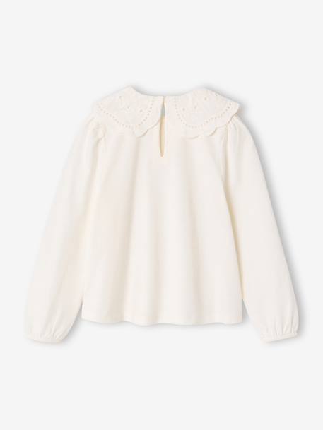 T-shirt manches longues fille écru+rose pâle - vertbaudet enfant 
