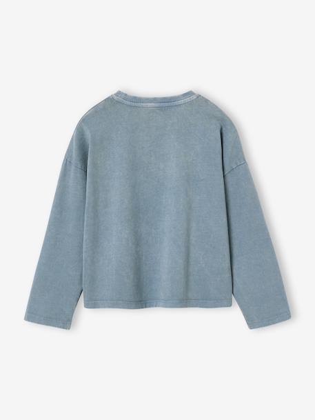 T-shirt met lange mouwen voor meisjes chambrayblauw+oudroze - vertbaudet enfant 