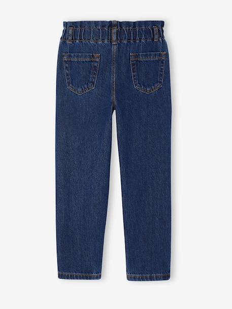 Paperbag jeans voor meisjes donkerblauw+middenblauw - vertbaudet enfant 