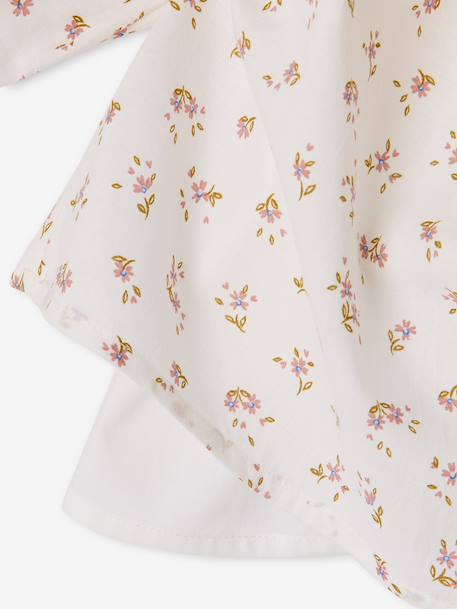 Blouse fille manches smockées ivoire+rose pâle+vanille+vert sauge - vertbaudet enfant 