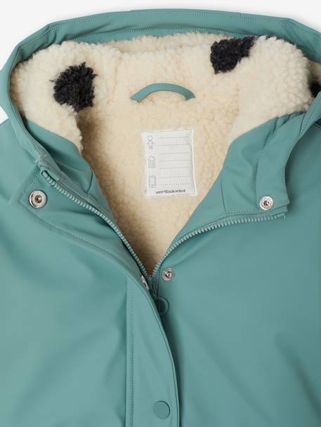 Regenjas voor meisjes met capuchon en sherpa voering antraciet+groen+indigoblauw+meerkleurig+zachtpaars - vertbaudet enfant 