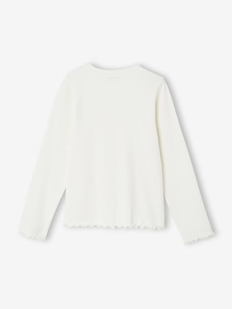 T-shirt manches longues fille écru+mauve+taupe - vertbaudet enfant 