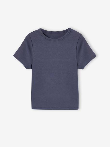 Set van 2 cropped T-shirts meisje inktblauw+oudroze - vertbaudet enfant 