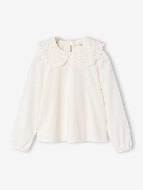 T-shirt manches longues fille écru+rose pâle - vertbaudet enfant 