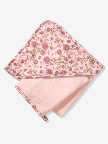 Badcape en washandje LATIKA roze, bedrukt - vertbaudet enfant 