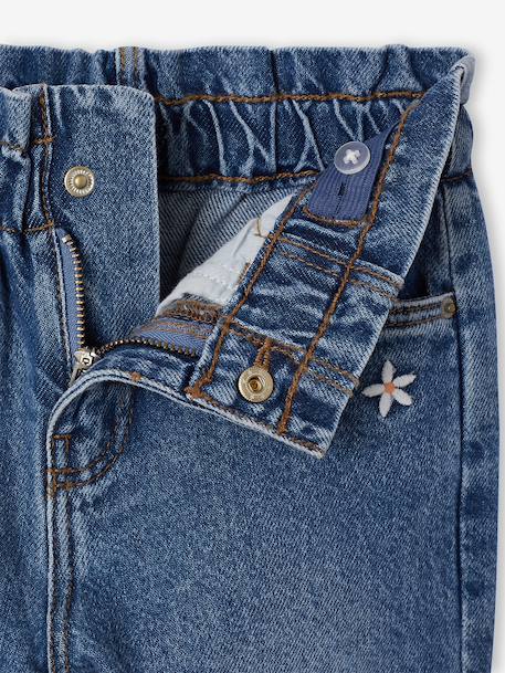 Paperbag jeans voor meisjes donkerblauw+middenblauw - vertbaudet enfant 