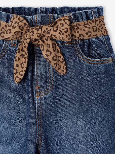 Jean large paperbag fille bleu foncé+bleu moyen - vertbaudet enfant 