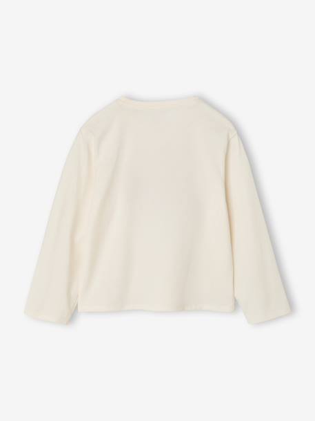 T-shirt manches longues fille écru+rose poudré - vertbaudet enfant 