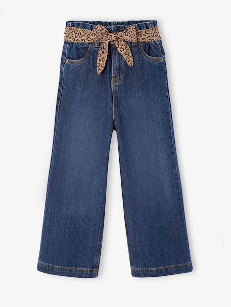 Jean large paperbag fille bleu foncé+bleu moyen - vertbaudet enfant 