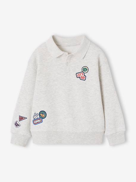 Polosweater jongen gemêleerd grijs - vertbaudet enfant 