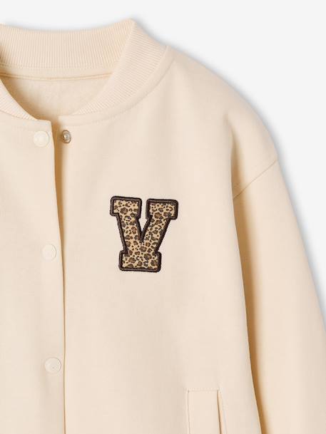 Sweat style teddy fille en molleton beige+gris chiné+marine - vertbaudet enfant 