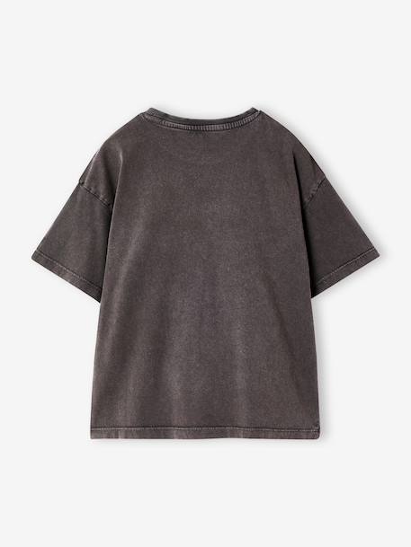 T-shirt manches courtes fille anthracite+écru - vertbaudet enfant 