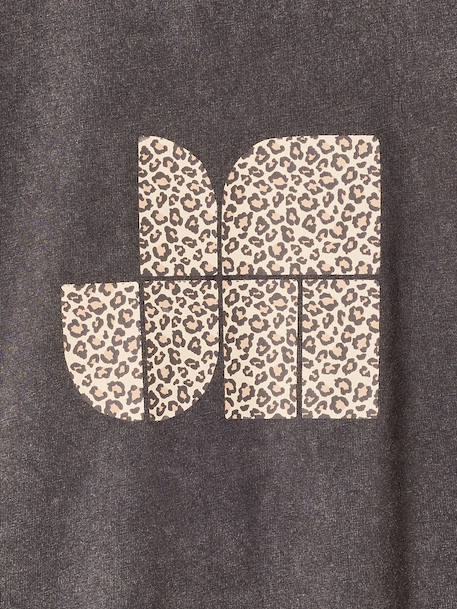 T-shirt manches courtes fille anthracite+écru - vertbaudet enfant 