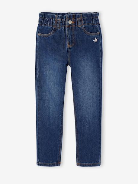 Pantalon paperbag fille bleu foncé+bleu moyen - vertbaudet enfant 