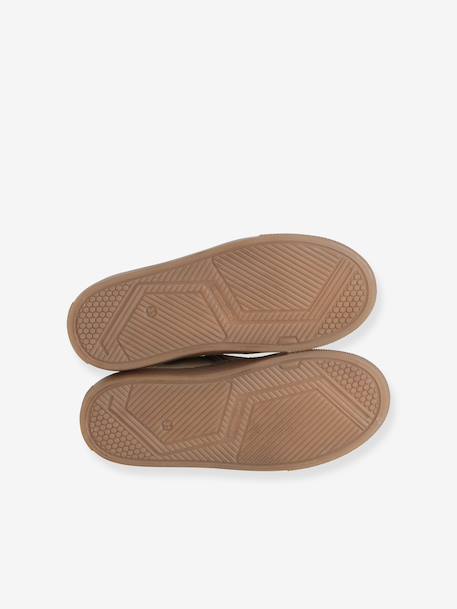 Hoge leren sneakers met veters voor jongens beige+marineblauw - vertbaudet enfant 