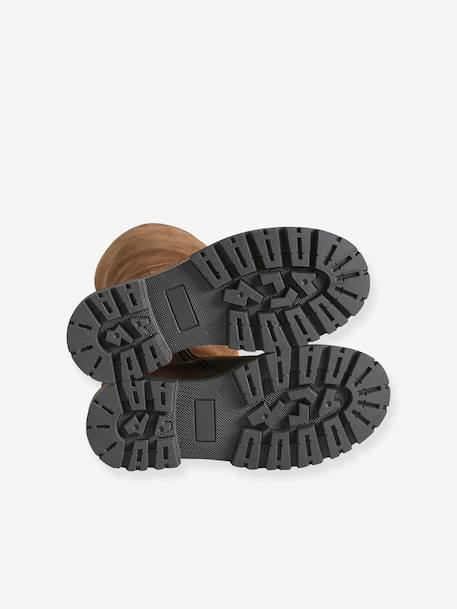 Boots fille en cuir zippées marron - vertbaudet enfant 