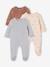 Set van 3 velours babypyjama's gemêleerd beige+gemêleerd grijs+saliegroen - vertbaudet enfant 