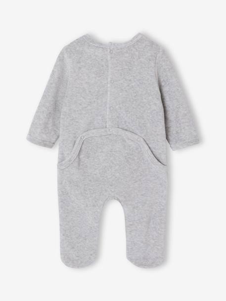 Set van 3 velours babypyjama's gemêleerd beige+gemêleerd grijs+saliegroen - vertbaudet enfant 