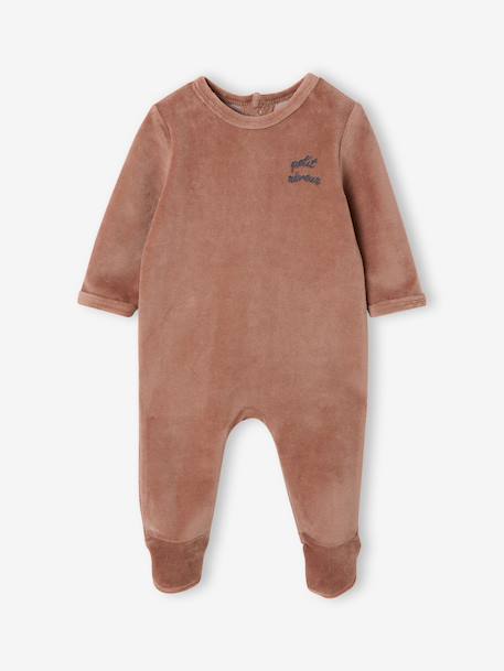 Set van 3 velours babypyjama's gemêleerd beige+gemêleerd grijs+saliegroen - vertbaudet enfant 