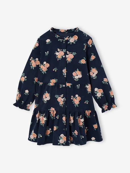 Robe fille manches longues bleu ardoise+camel - vertbaudet enfant 