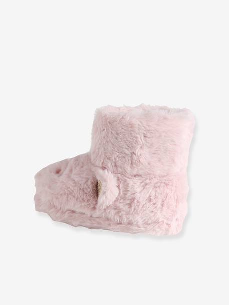 Chaussons montants enfant beige imprimé+rose - vertbaudet enfant 