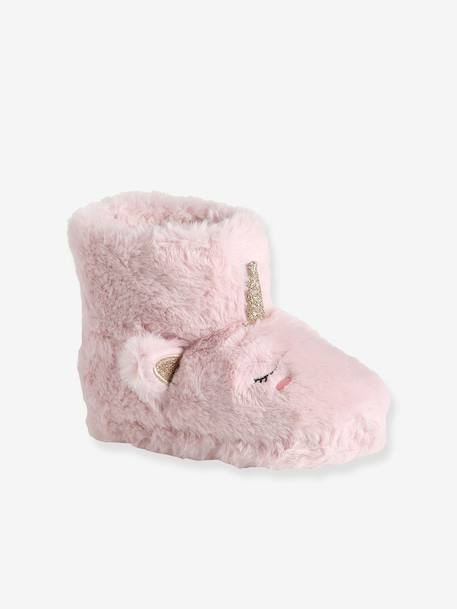 Chaussons montants enfant beige imprimé+rose - vertbaudet enfant 