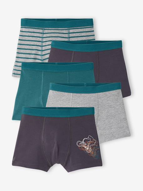 Lot de 5 boxers garçon anthracite - vertbaudet enfant 