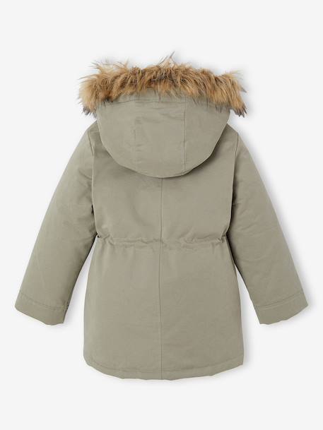 3-in-1 parka met capuchon meisje DARK GREEN+groengrijs+kaki+PURPLE DARK+salie+zwart - vertbaudet enfant 