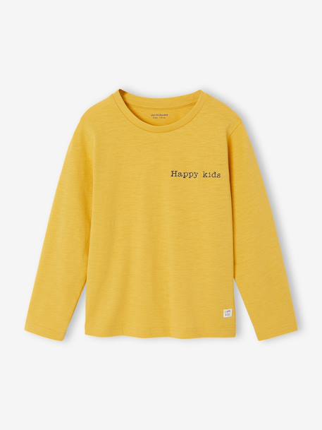 Personaliseerbare gekleurd T-shirt voor jongens met lange mouwen antraciet+BLAUW+dennen+geel+groengrijs+lichtgeel+rood - vertbaudet enfant 