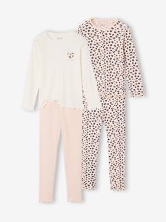Meisje-Pyjama, pyjamapakje-Set van 2 meisjespyjama's met lange mouwen