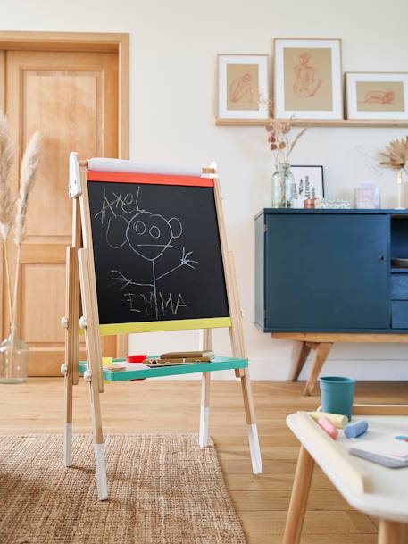 Tableau pliable et réglable en hauteur 3 en 1 en bois FSC® multicolore+Rose - vertbaudet enfant 