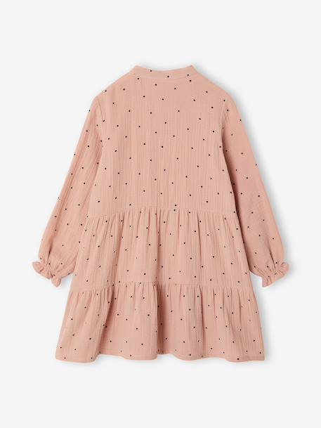 Robe fille en gaze de coton imprimée pois irisés noix de pécan+prune+vert sapin+vert sauge - vertbaudet enfant 