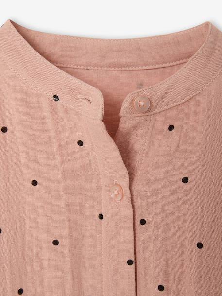Robe fille en gaze de coton imprimée pois irisés noix de pécan+prune+vert sapin+vert sauge - vertbaudet enfant 