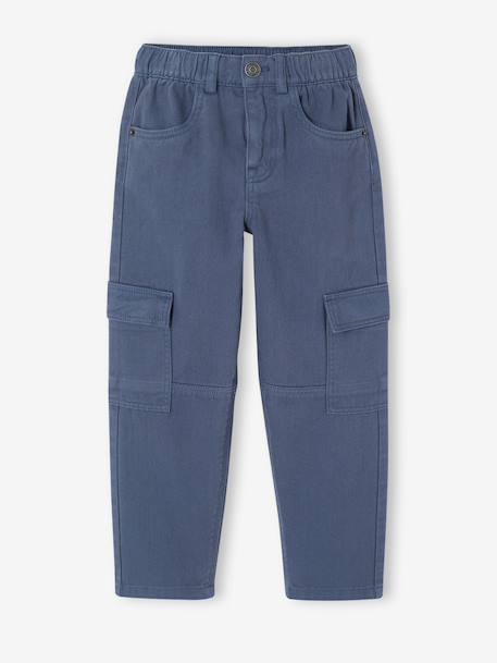 Pantalon cargo morphologie fin bleu jean+olive - vertbaudet enfant 