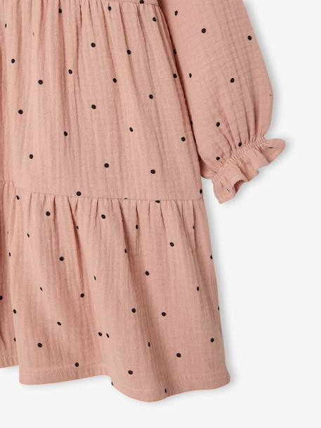 Robe fille en gaze de coton imprimée pois irisés noix de pécan+prune+vert sapin+vert sauge - vertbaudet enfant 