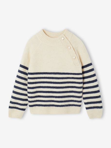 Pull fille écru+marine - vertbaudet enfant 