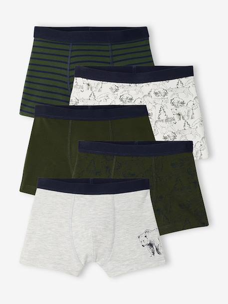 Lot de 5 boxers garçon kaki - vertbaudet enfant 