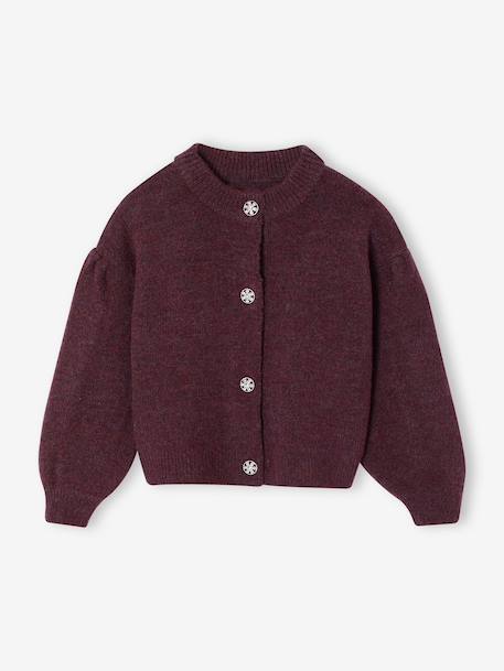 Gilet fille boutons bijoux prune - vertbaudet enfant 